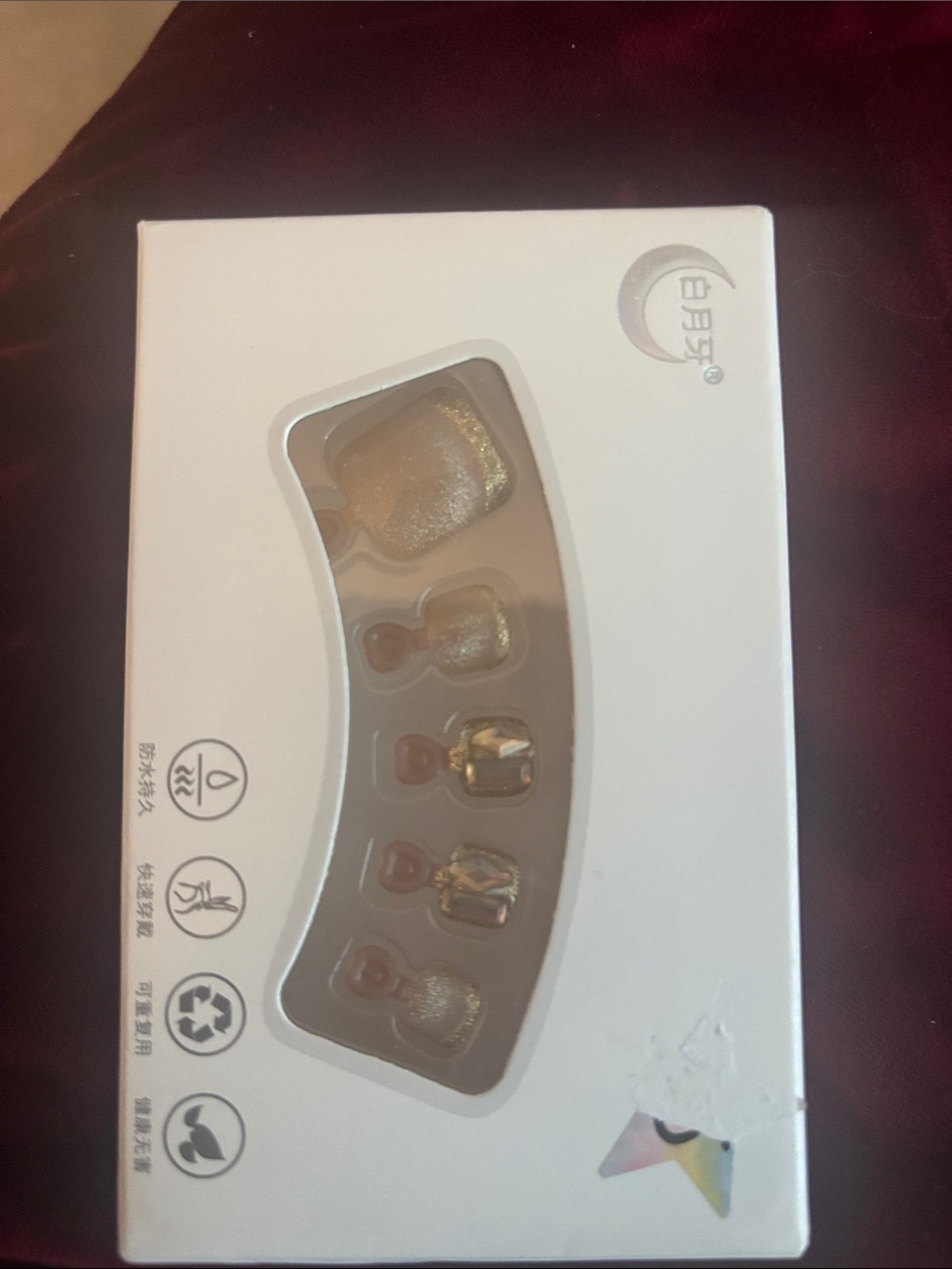 Gold Glitter Press-On Toe Nails - Pack